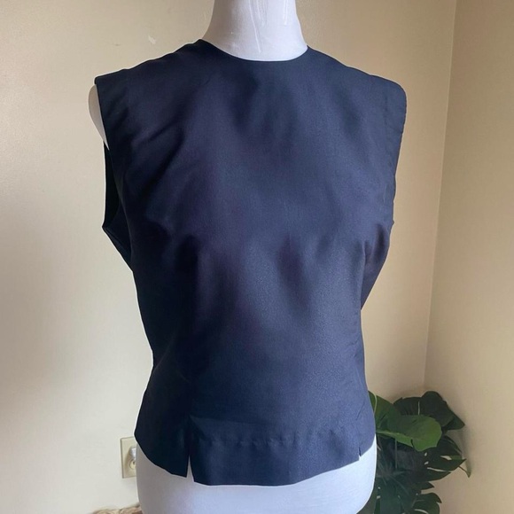 Vintage 60s navy blue sleeveless top - Picture 7 of 8